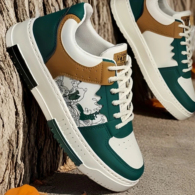 Men'S Casual Sneakers, Low Top, Fashionable Athletic Shoes, Faux, Fabric Lining, TPU Sole, Solid Color Design, Versatile Fit