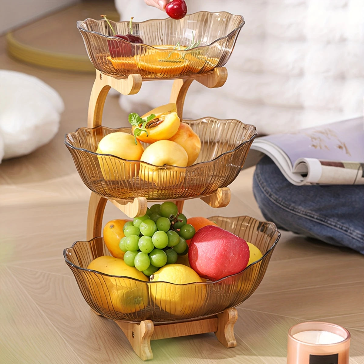 1pc Multi-Layer Plastic Tray for Household Kitchen, Dining Room, Living Room, Multifunctional And Novel Tableware Suitable for Tea Sets, Water Utensils, Candy, Biscuits, Bread, Wedding Banquets, Gift Giving, Birthdays