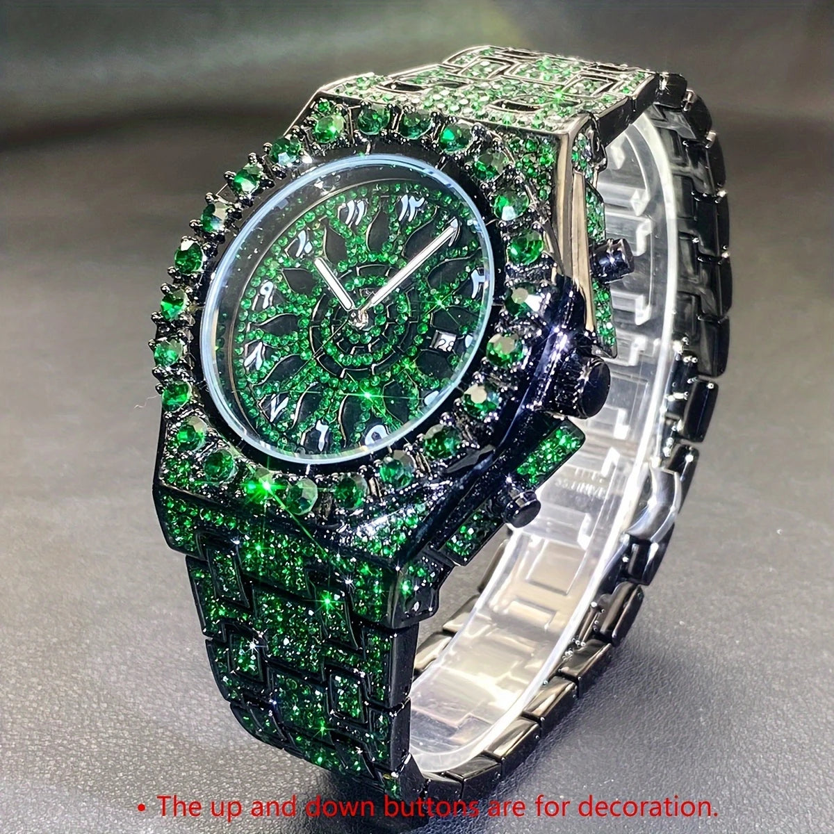 MISS-FX Men'S Luxury Green Rhinestone Quartz Watch By Kaifuw Official Store