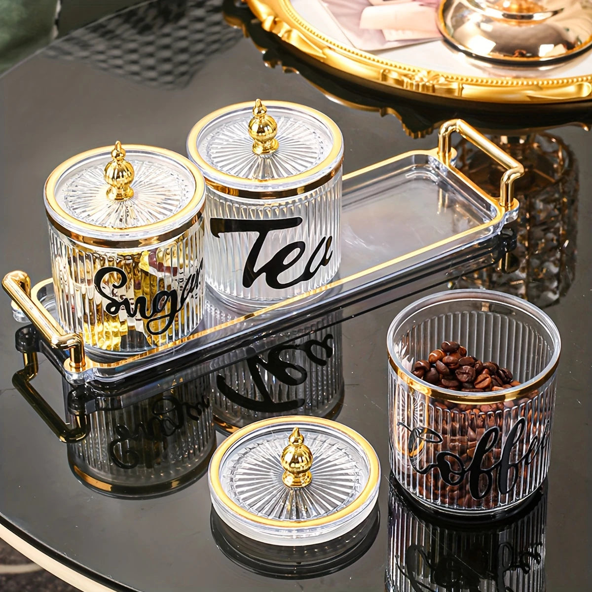 4pcs/1 set plastic multifunctional storage container, storage container tray set, household kitchen breakfast tray