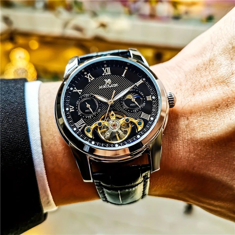 Men'S Luxury Automatic Tourbillon Mechanical Watch by kaifuw official store