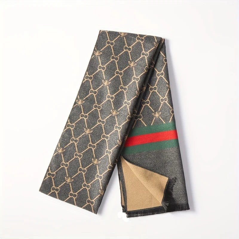 Men'S Stylish Geometric Knit Scarf - Warm, Business-Ready Shawl For Winter Designer Scarf Scarf For Men