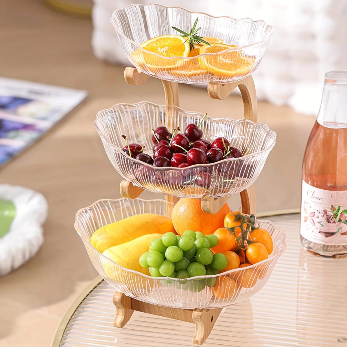 1pc Multi-Layer Plastic Tray for Household Kitchen, Dining Room, Living Room, Multifunctional And Novel Tableware Suitable for Tea Sets, Water Utensils, Candy, Biscuits, Bread, Wedding Banquets, Gift Giving, Birthdays