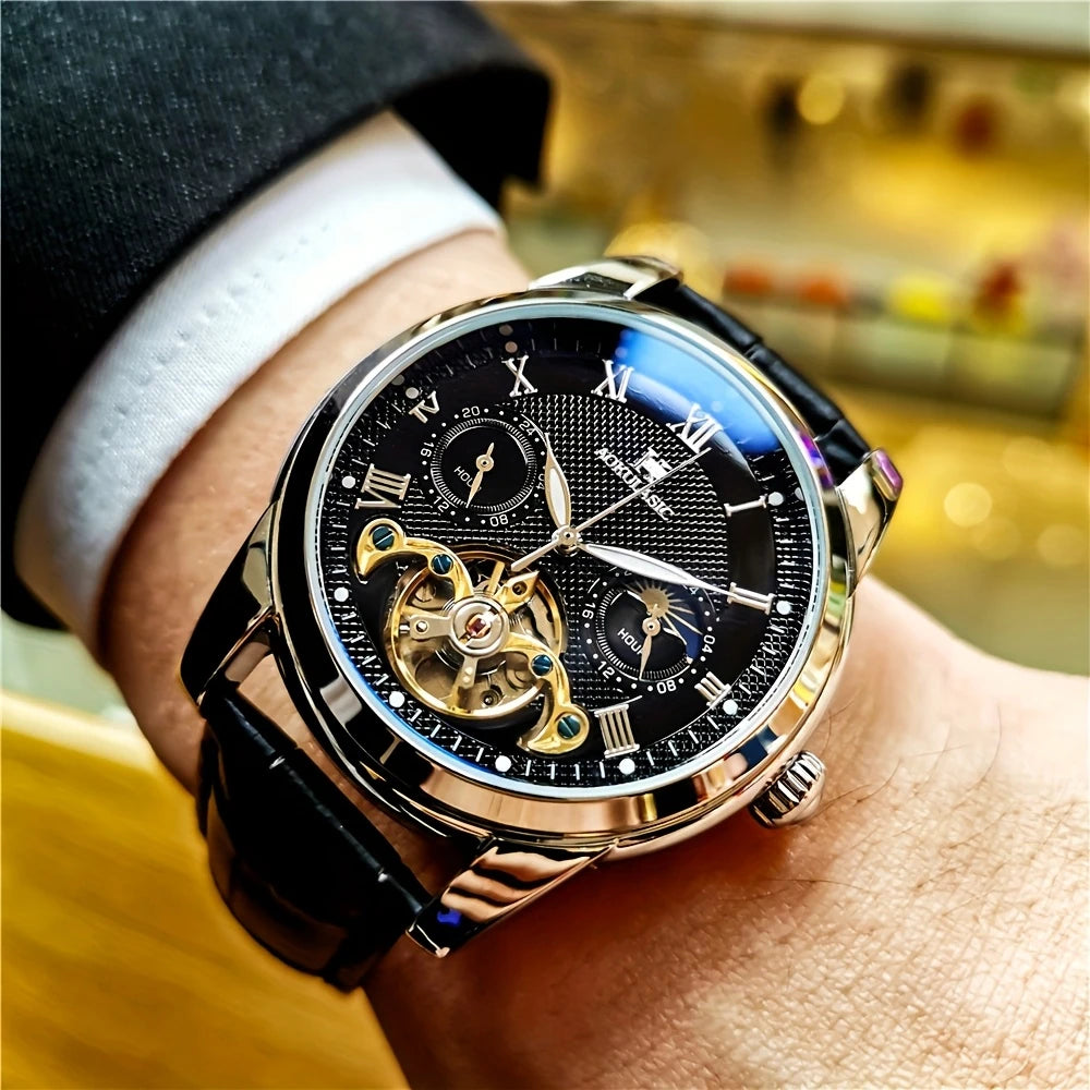 Men'S Luxury Automatic Tourbillon Mechanical Watch by kaifuw official store