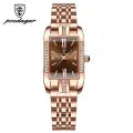 POEDAGAR brand fashionable luxury diamond square stainless steel waterproof quartz women's watch