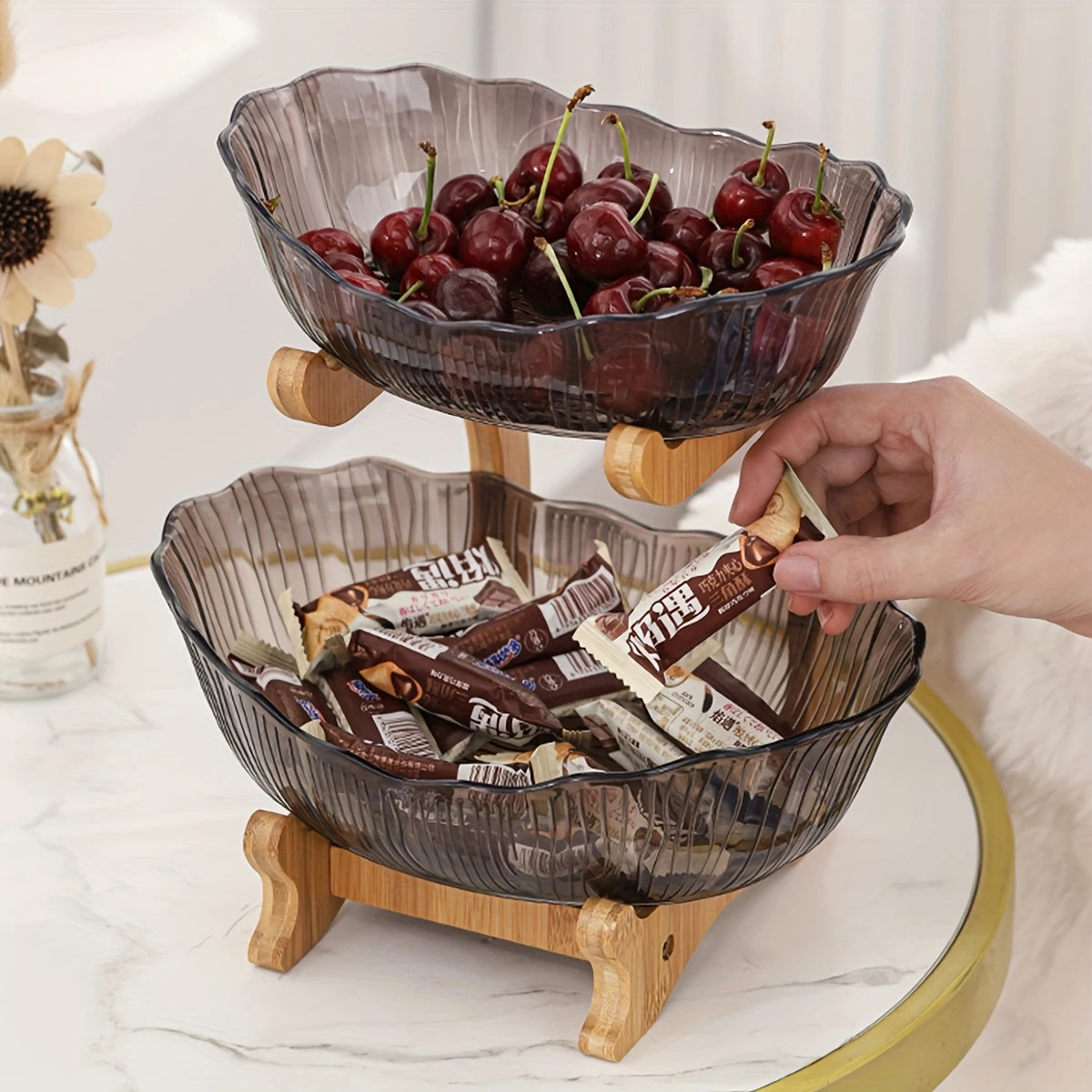 1pc Multi-Layer Plastic Tray for Household Kitchen, Dining Room, Living Room, Multifunctional And Novel Tableware Suitable for Tea Sets, Water Utensils, Candy, Biscuits, Bread, Wedding Banquets, Gift Giving, Birthdays