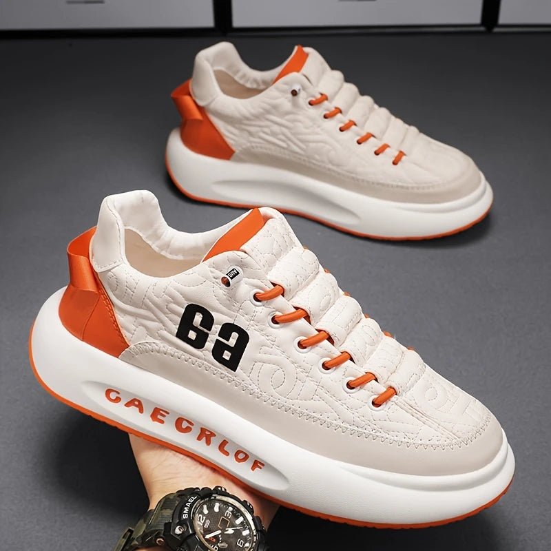 Men'S Large Size Versatile Chinese Style Sneakers - Casual Sports Thick Sole Dad Shoes, Low Top, Elastic Band Closure, Faux Upper, Fabric Lining, Rubber Sole, EVA Insole, Fashion Sneakers