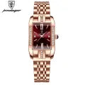 POEDAGAR brand fashionable luxury diamond square stainless steel waterproof quartz women's watch