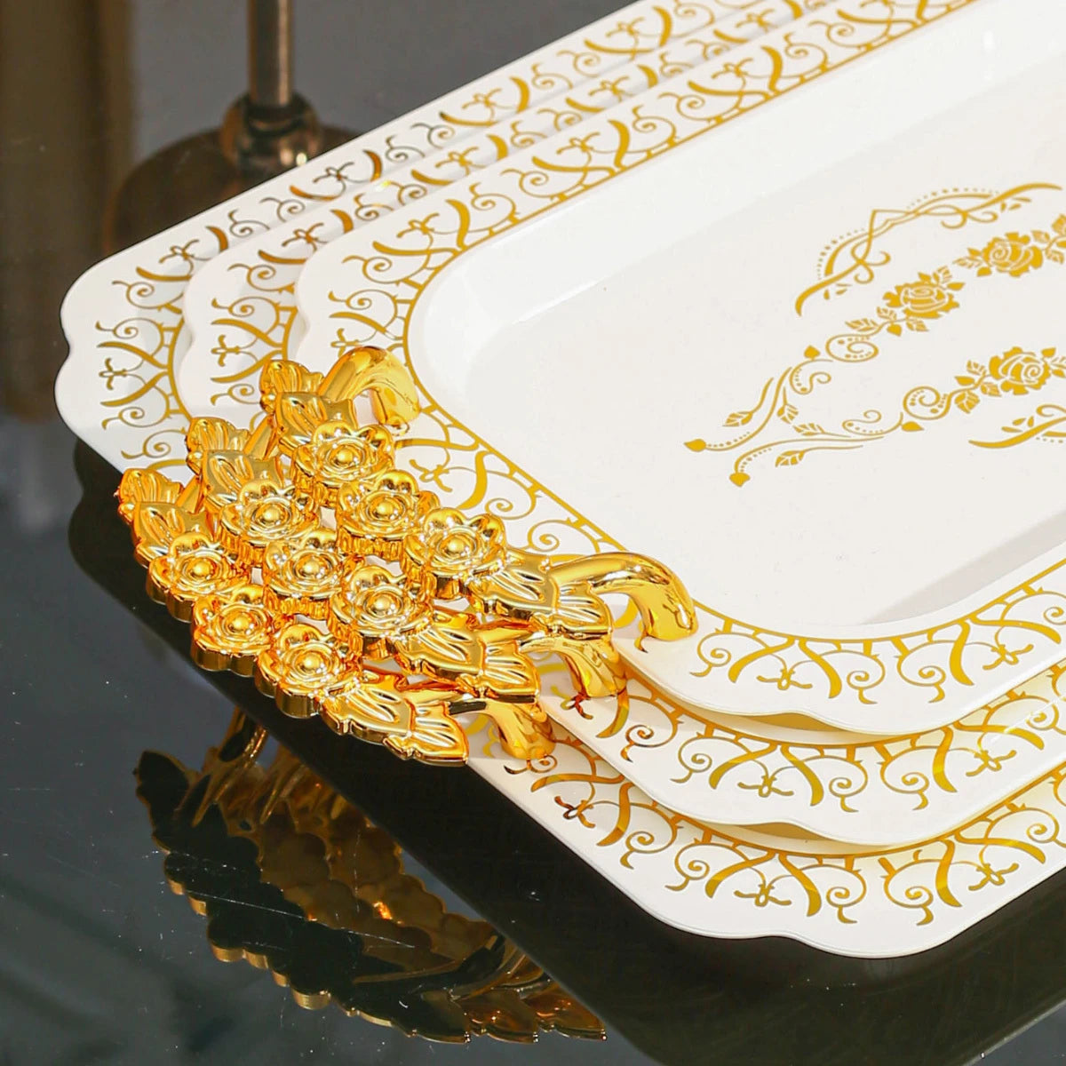 1pc, 3pcs plastic tray for household kitchen, dining room, living room, multifunctional storage tray, serving tray, suitable for tea utensils, water utensils, candy, biscuits, bread, wedding banquet, gift giving, birthday