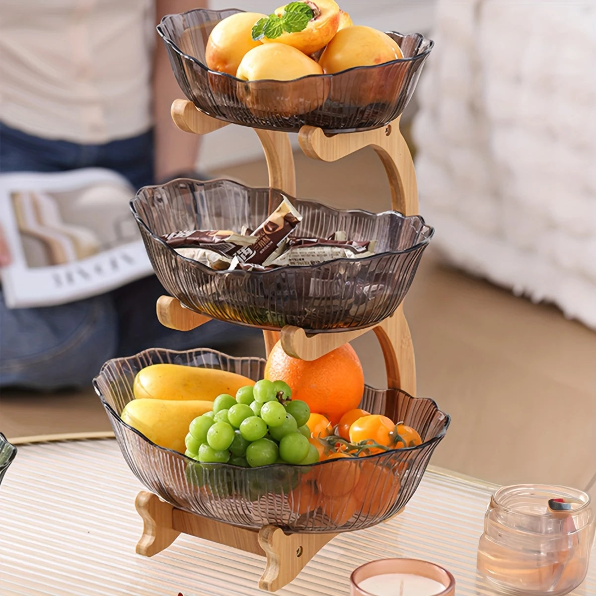 1pc Multi-Layer Plastic Tray for Household Kitchen, Dining Room, Living Room, Multifunctional And Novel Tableware Suitable for Tea Sets, Water Utensils, Candy, Biscuits, Bread, Wedding Banquets, Gift Giving, Birthdays