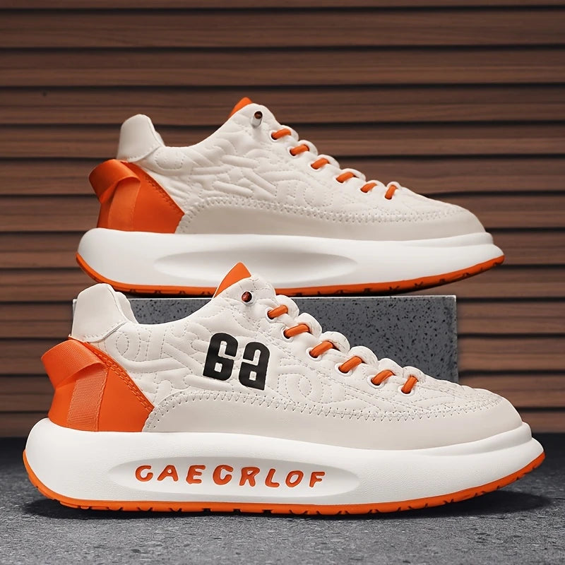 Men'S Large Size Versatile Chinese Style Sneakers - Casual Sports Thick Sole Dad Shoes, Low Top, Elastic Band Closure, Faux Upper, Fabric Lining, Rubber Sole, EVA Insole, Fashion Sneakers
