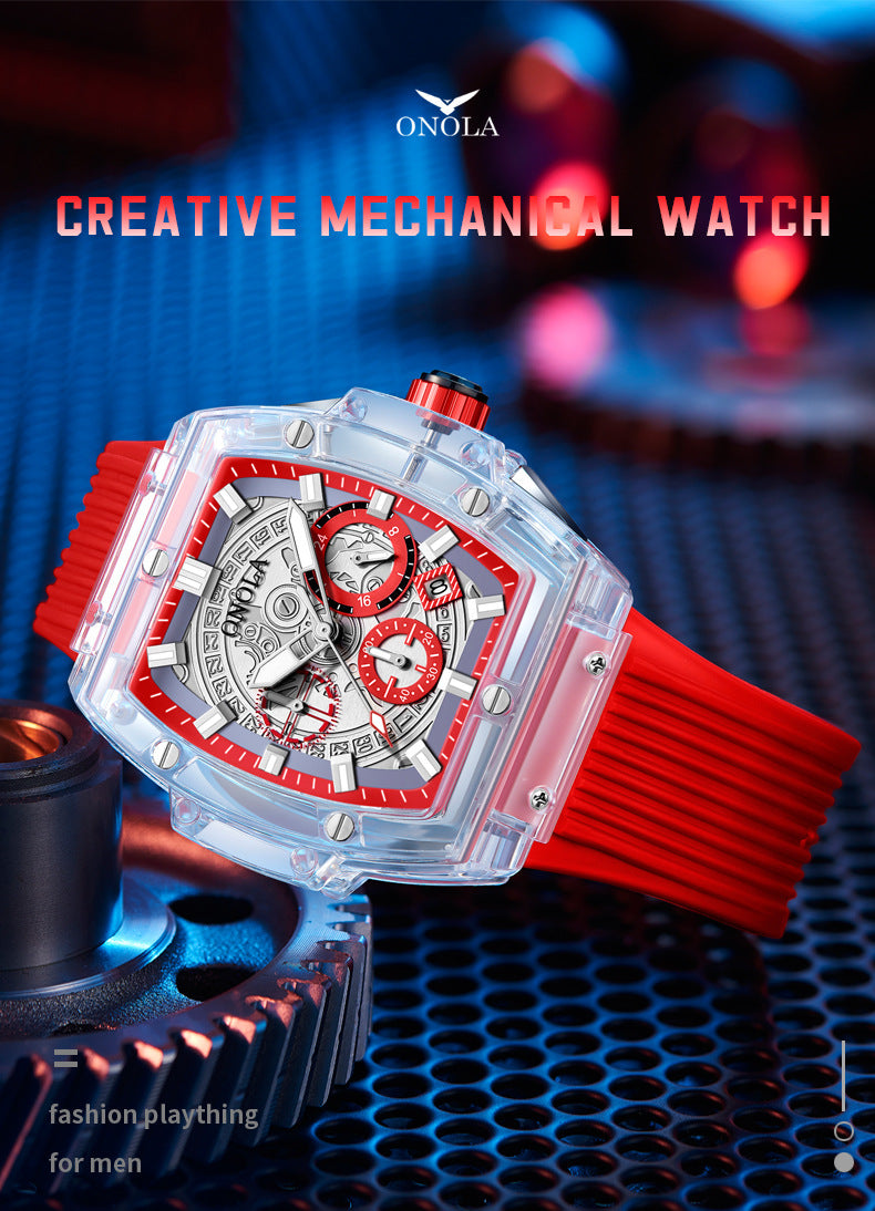 ONOLA Brand Fashion Business Waterproof Sports, Silicone Waterproof Quartz Men's Watch