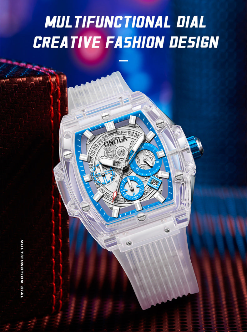 ONOLA Brand Fashion Business Waterproof Sports, Silicone Waterproof Quartz Men's Watch