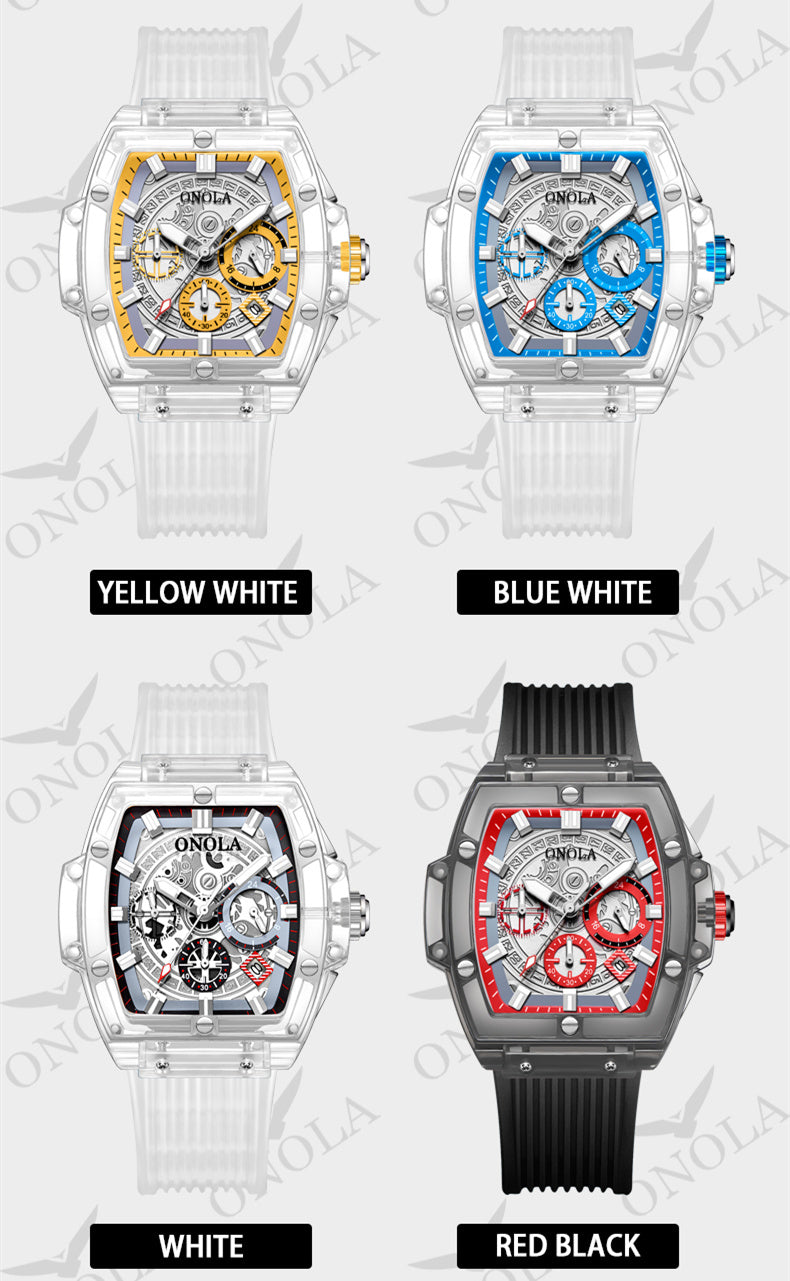 ONOLA Brand Fashion Business Waterproof Sports, Silicone Waterproof Quartz Men's Watch