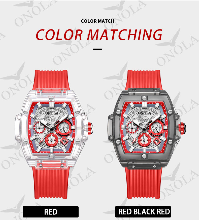 ONOLA Brand Fashion Business Waterproof Sports, Silicone Waterproof Quartz Men's Watch