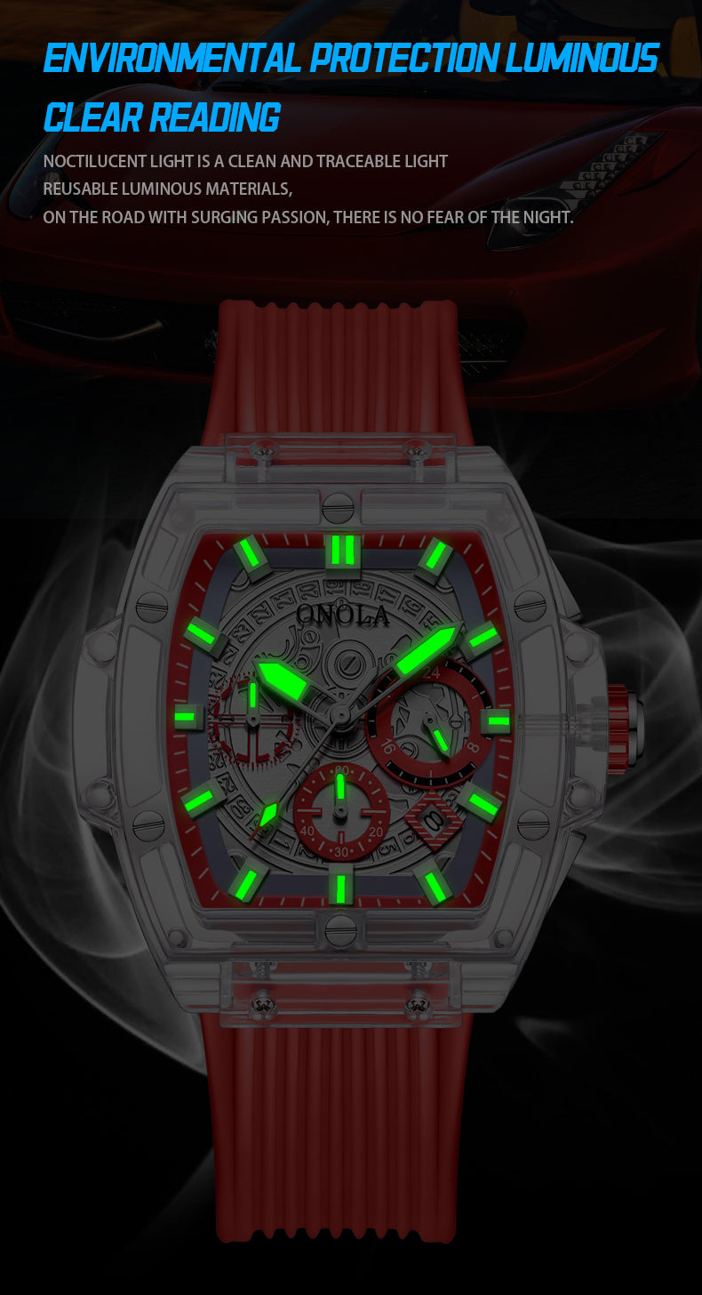 ONOLA Brand Fashion Business Waterproof Sports, Silicone Waterproof Quartz Men's Watch