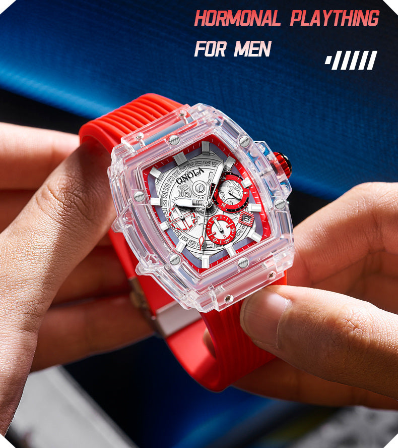 ONOLA Brand Fashion Business Waterproof Sports, Silicone Waterproof Quartz Men's Watch