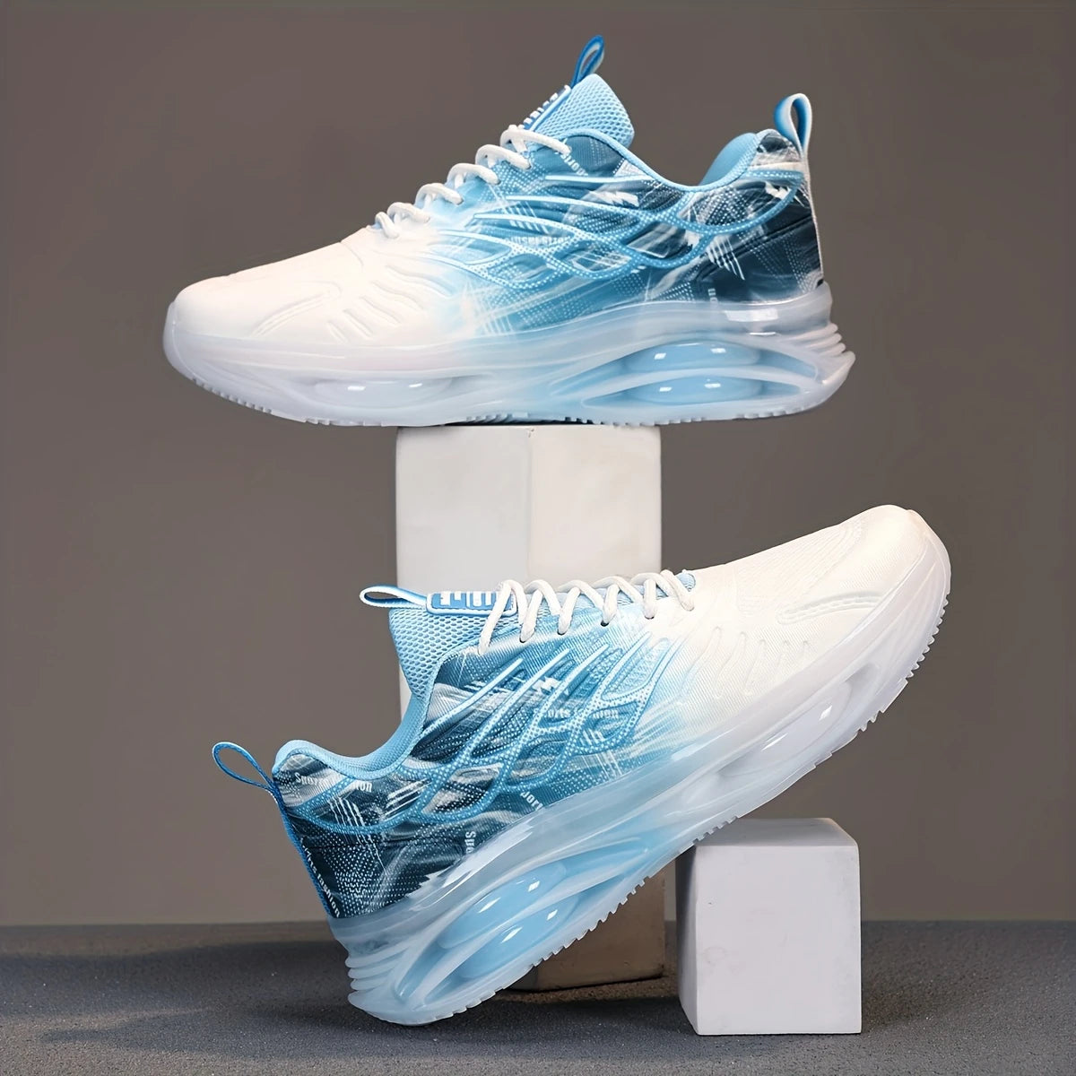 Men'S Preppy Sports Street Style Low Top Lace-Up Fabric Upper EVA TPR Insole Round Toe Casual Running Hiking Shoes, Gradient Stripe Pattern, Cushioning, Anti-Slip, Comfortable, All-Season, Universal for Outdoor Running, Travel