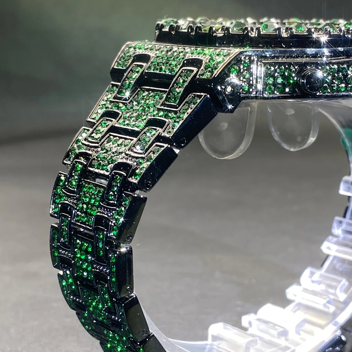 MISS-FX Men'S Luxury Green Rhinestone Quartz Watch By Kaifuw Official Store