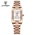 POEDAGAR brand fashionable luxury diamond square stainless steel waterproof quartz women's watch
