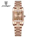 POEDAGAR brand fashionable luxury diamond square stainless steel waterproof quartz women's watch