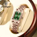 POEDAGAR brand fashionable luxury diamond square stainless steel waterproof quartz women's watch