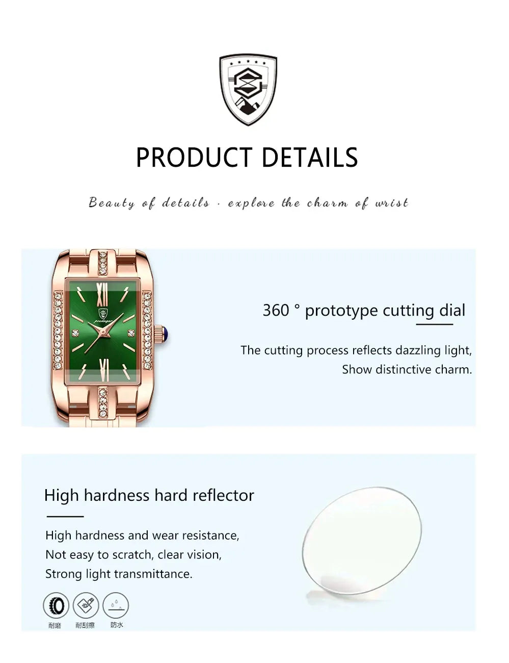 POEDAGAR brand fashionable luxury diamond square stainless steel waterproof quartz women's watch