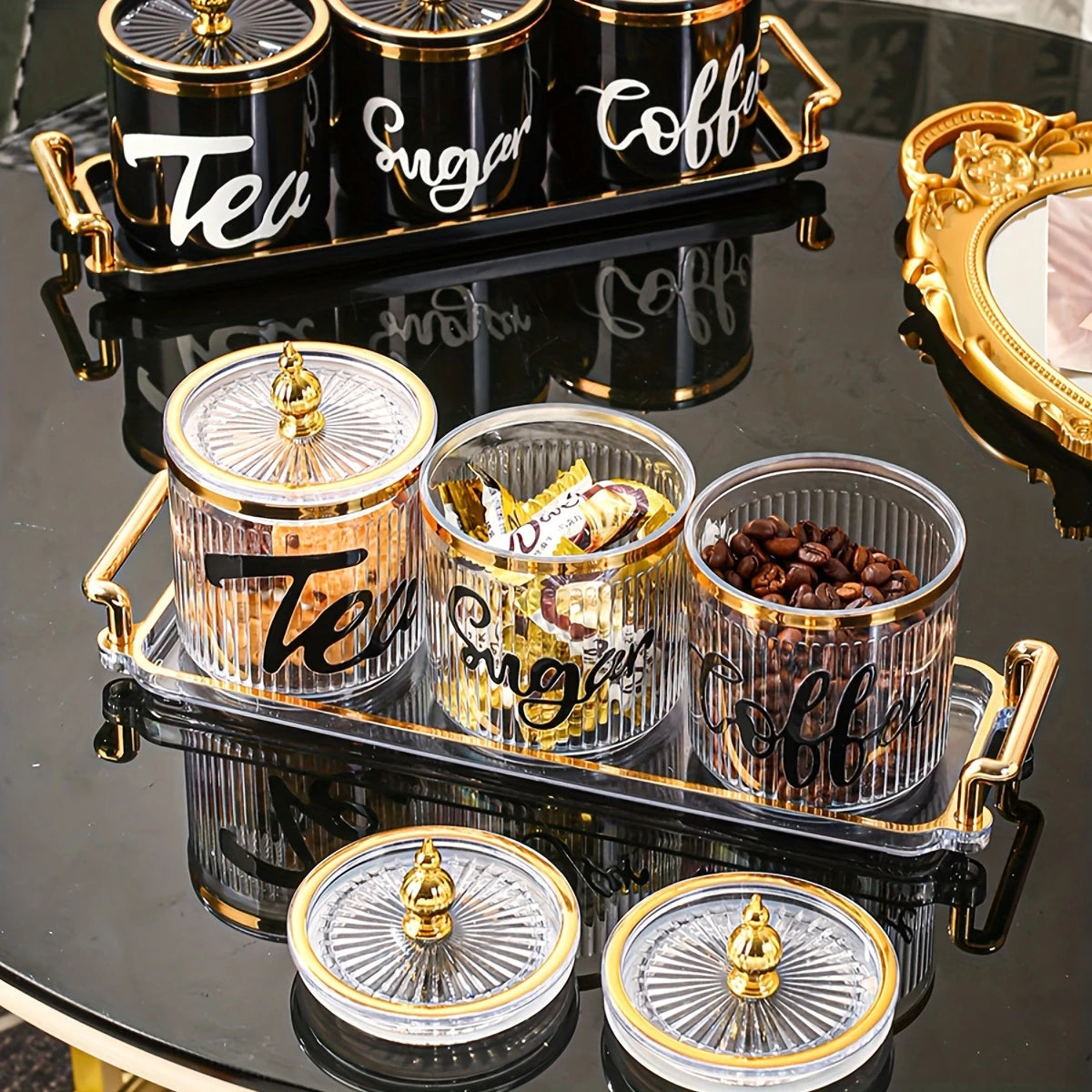 4pcs/1 set plastic multifunctional storage container, storage container tray set, household kitchen breakfast tray