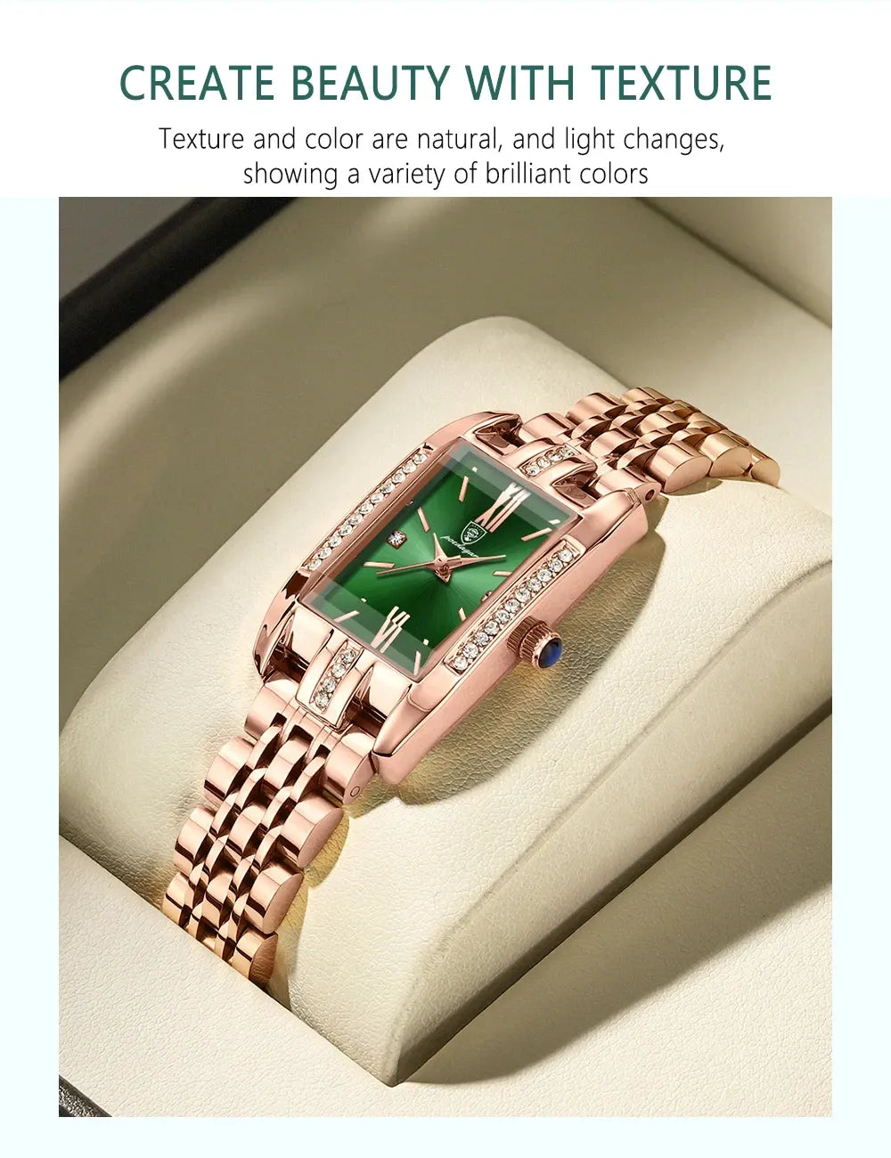 POEDAGAR brand fashionable luxury diamond square stainless steel waterproof quartz women's watch