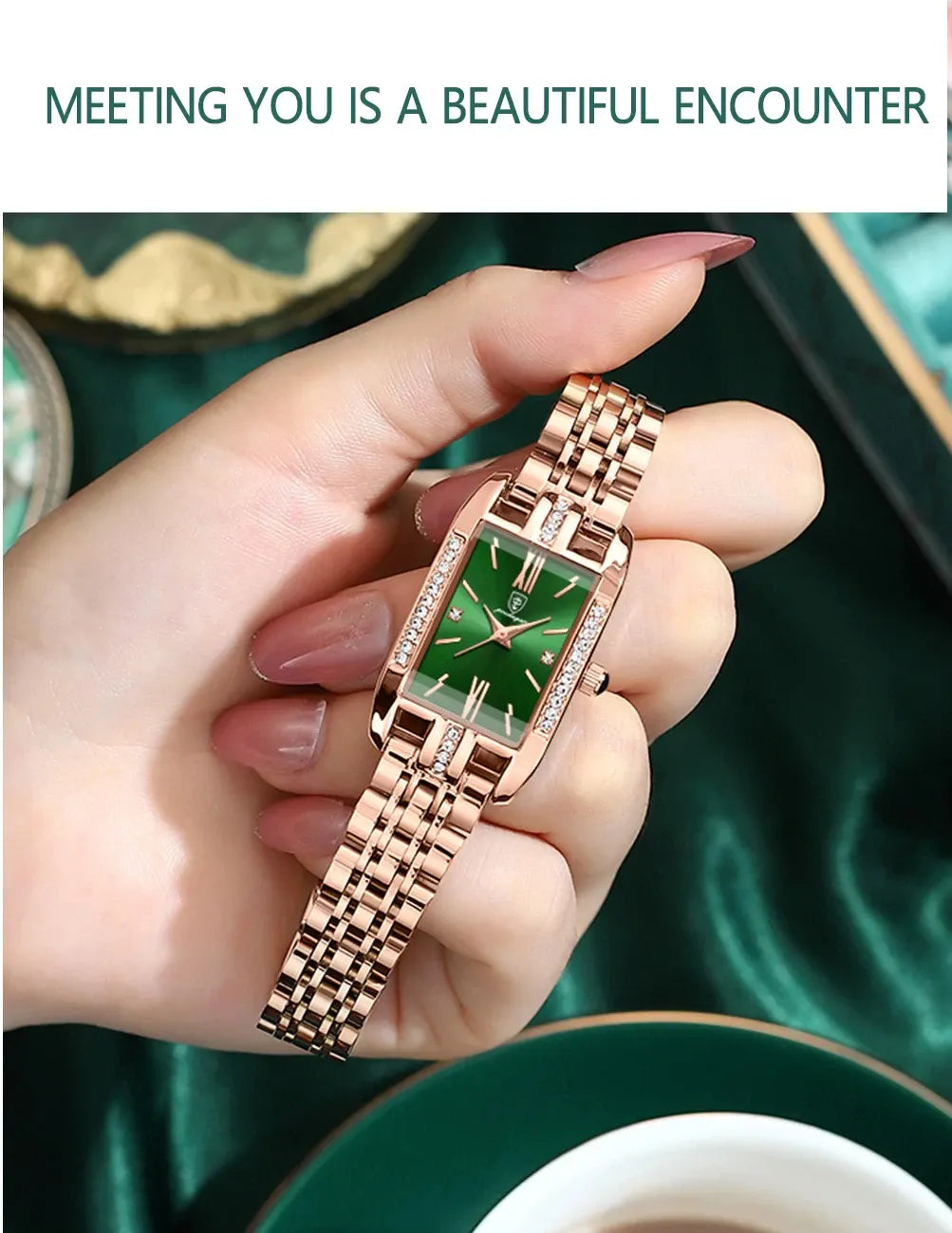 POEDAGAR brand fashionable luxury diamond square stainless steel waterproof quartz women's watch