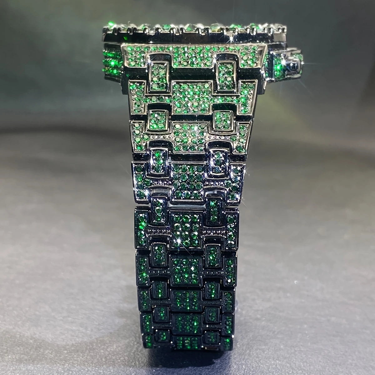 MISS-FX Men'S Luxury Green Rhinestone Quartz Watch By Kaifuw Official Store